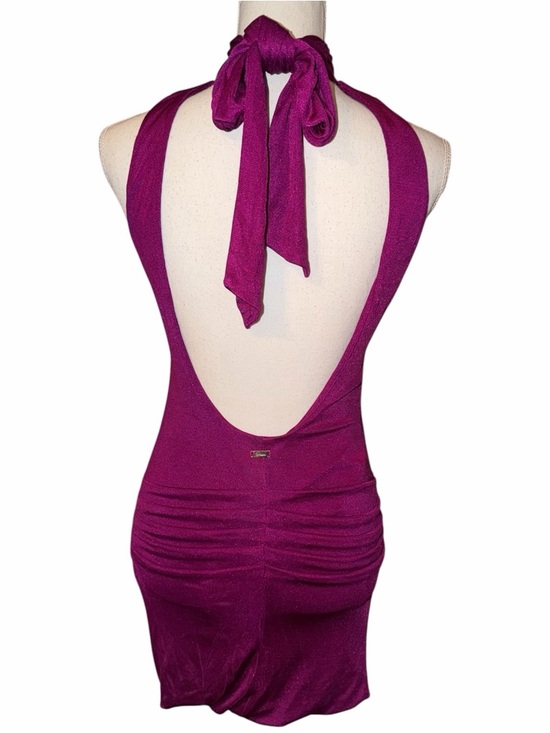 Marciano Dresses & Skirts - Y2K Vintage Marciano Open Tie Back Ruched Pleated Bodycon Fuchsia Mini Dress